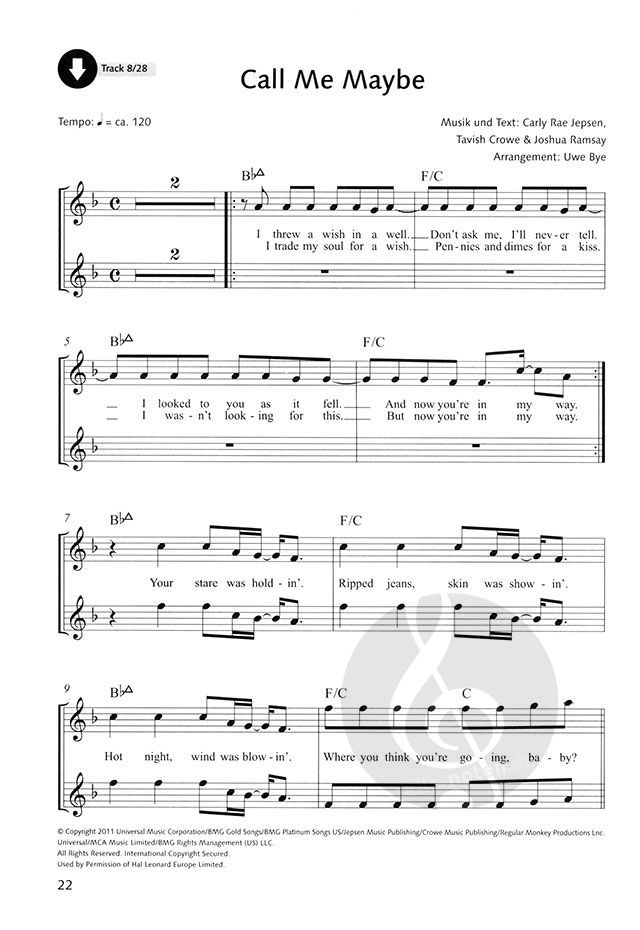 Die schönsten Popsongs für Alt-Blockflöte BEST OF » Recorder Sheet Music