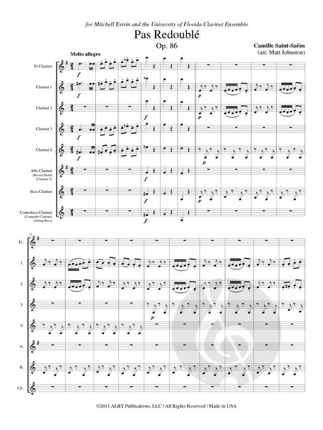 Pas Redoublé op. 86 by Camille Saint-Saëns » Clarinet Sheet Music