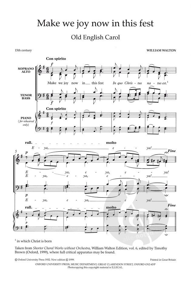 William Walton Sheet Music for Mixed Choir » Buy Online
