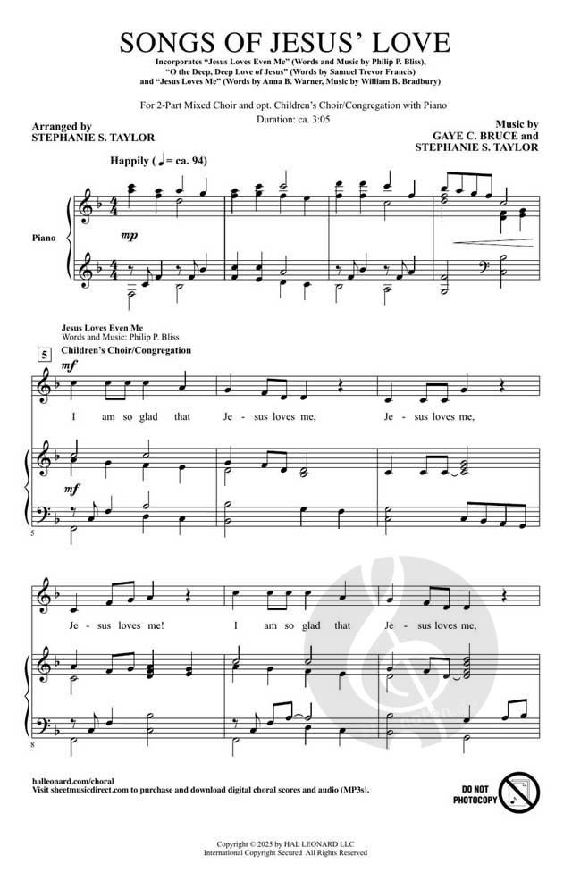 Songs of Jesus' Love by Gaye C. Bruce » Sheet Music for Mixed Choir