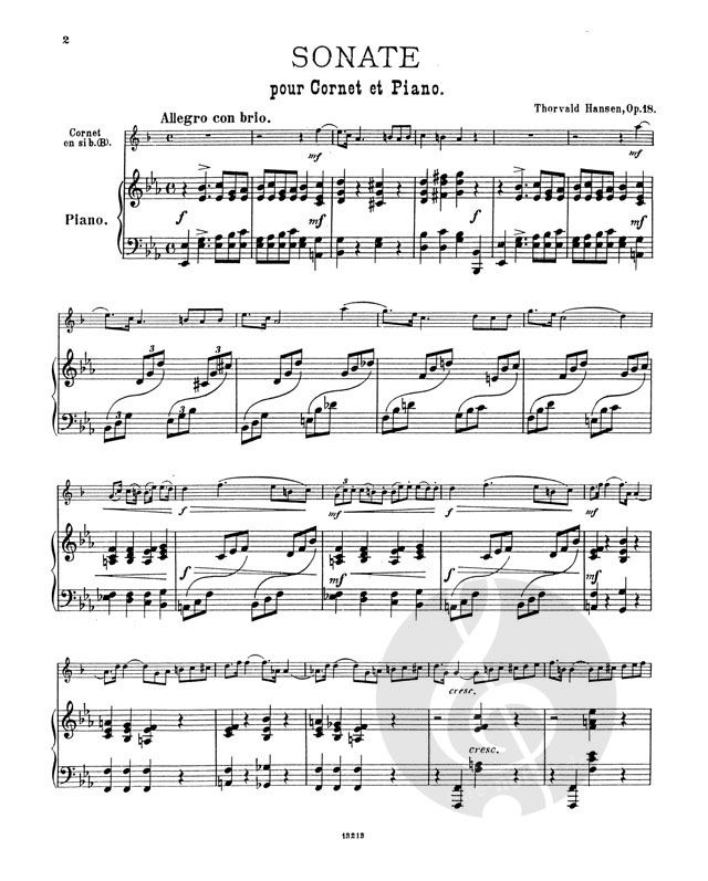 Sonata for Cornet and Piano Op. 18 by Thorvald Hansen » Sheet Music for ...