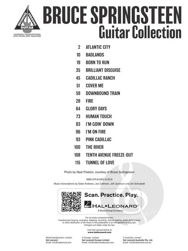 Bruce Springsteen Guitar Sheet Music » Buy Online