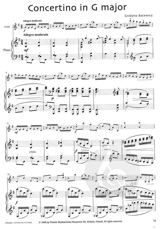 Grazyna Bacewicz Sheet Music for Violin » Buy Online