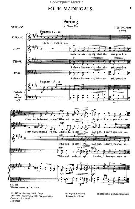Ned Rorem Sheet Music for Mixed Choir » Buy Online
