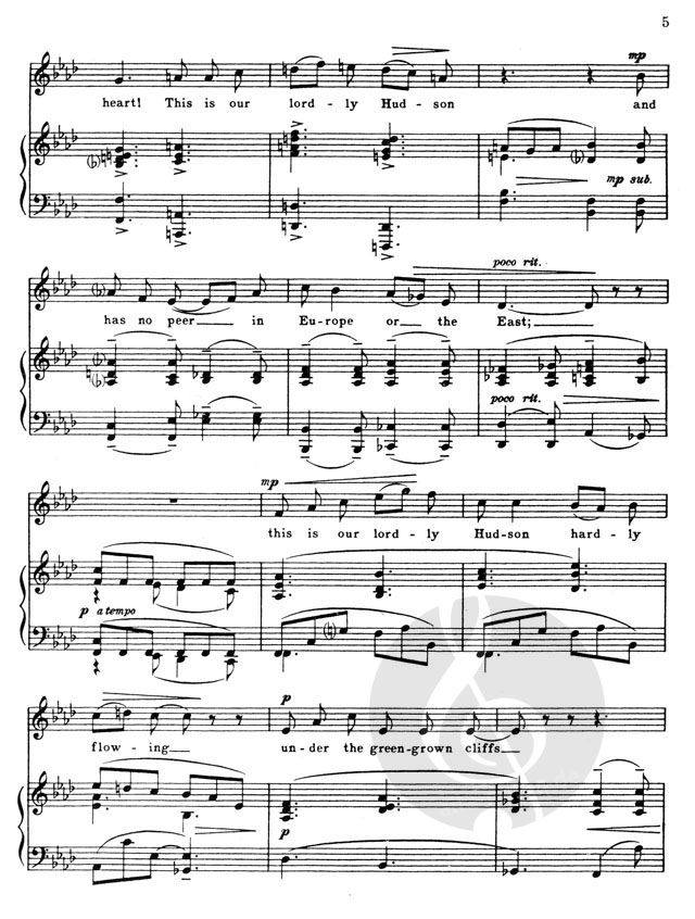 The Lordly Hudson (Paul Goodman) by Ned Rorem » Vocal Sheet Music