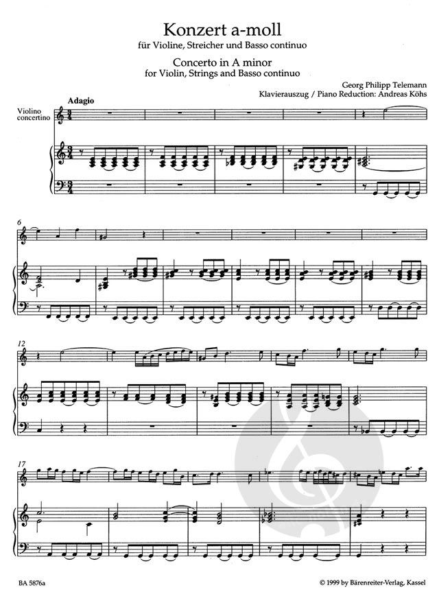3 Konzerte By Georg Philipp Telemann Sheet Music For Violin