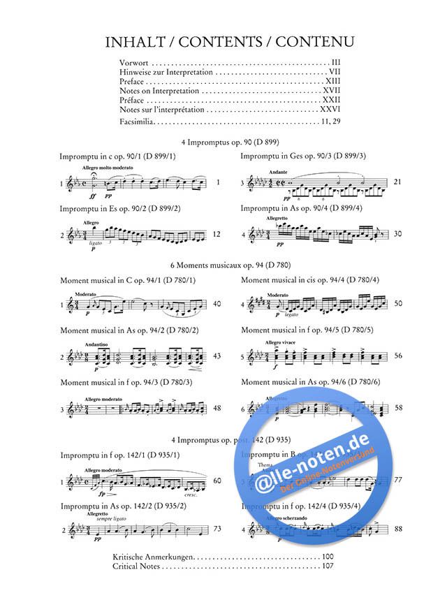 Impromptus and Moments Musicaux by Franz Schubert » Piano Sheet Music ...