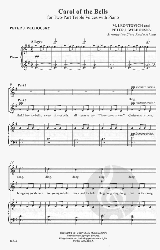 Carol of the Bells (Mykola Leontovich) » Sheet Music for Mixed Choir
